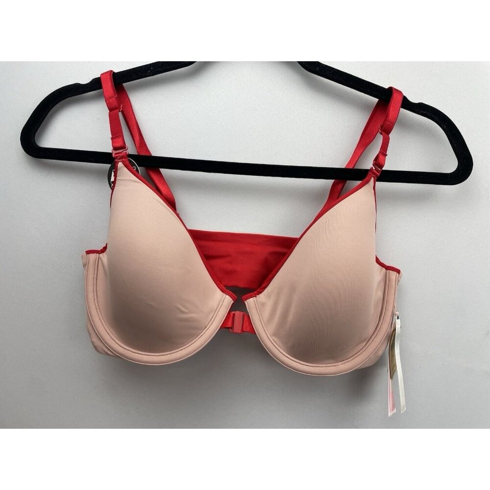 PINK Victoria's Secret Reversible Front Close Bra Lined Red 34D - Picture 3 of 10